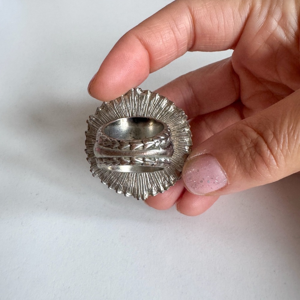 Statement Cocktail Ring, Turquoise/Black Stone, S… - image 4